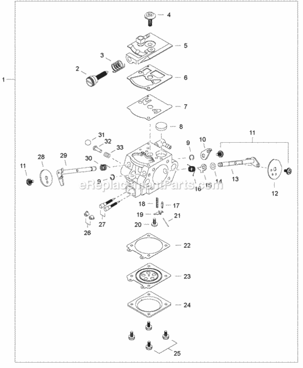 Carburetor Diagram and Parts List for CS-500P C19312001001 - C19312999999 Echo Chainsaw