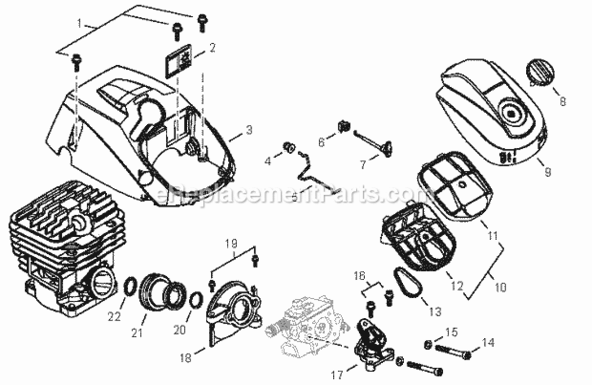 Intake_Air_Filter_Engine_Cover Diagram and Parts List for CS-500P C19312001001 - C19312999999 Echo Chainsaw