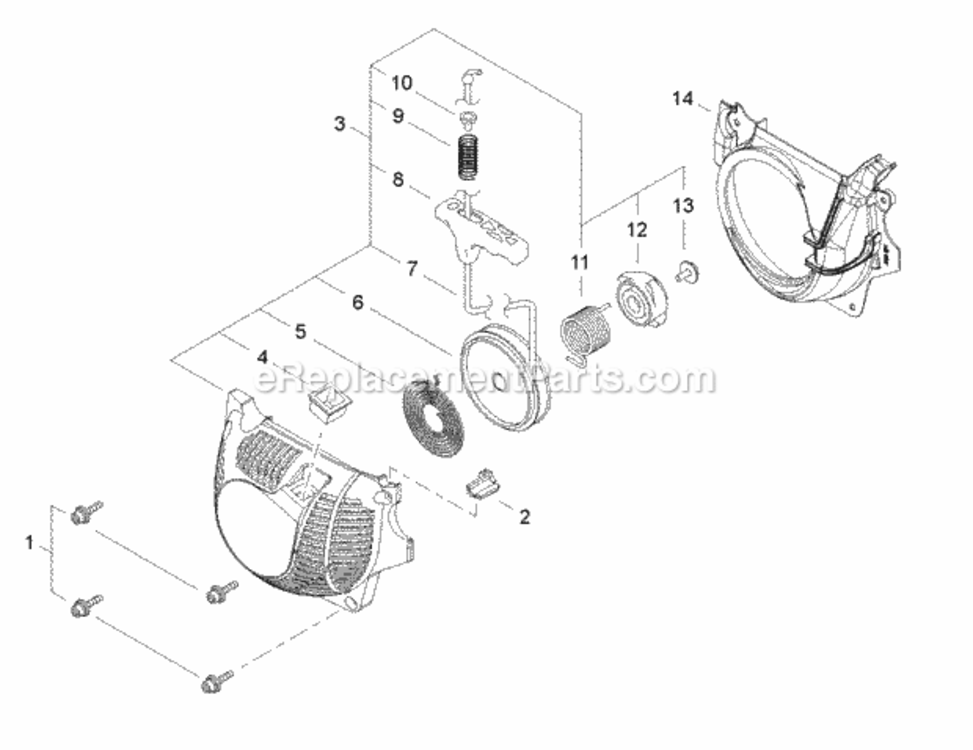 Starter Diagram and Parts List for CS-500P C19312001001 - C19312999999 Echo Chainsaw