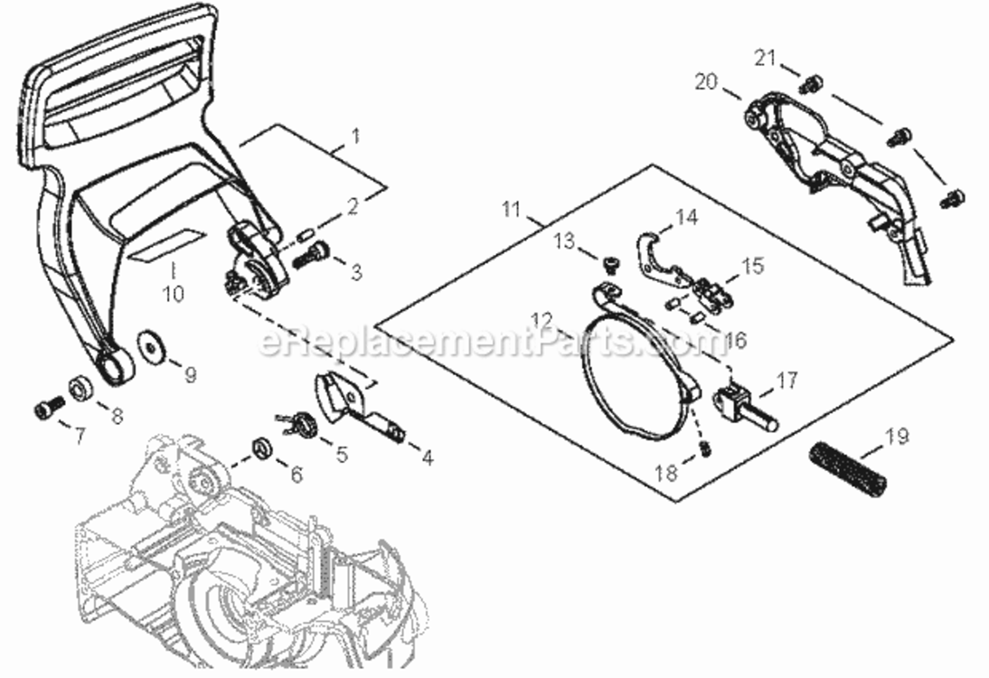 Chain_Brake Diagram and Parts List for CS-500P C19312001001 - C19312999999 Echo Chainsaw