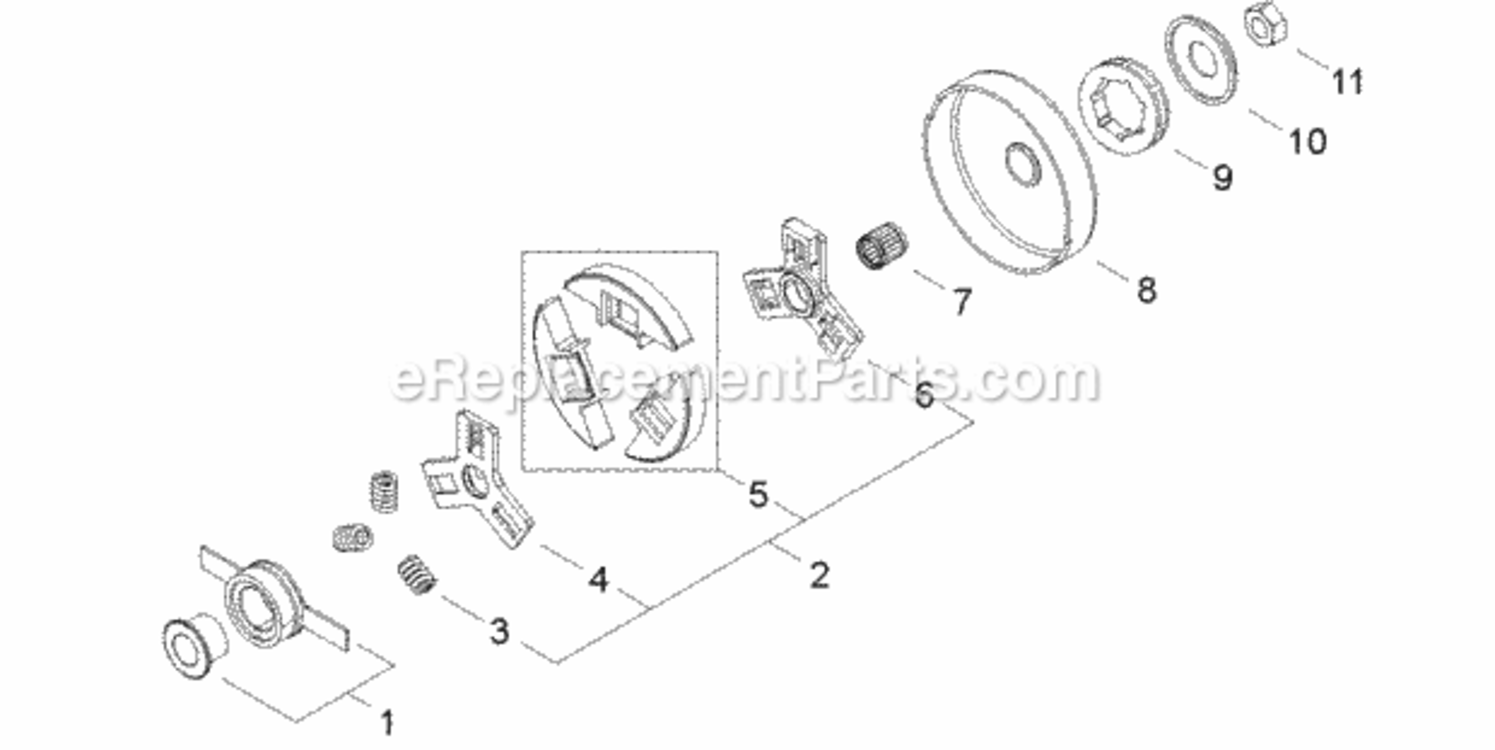 Clutch Diagram and Parts List for CS-500P C19312001001 - C19312999999 Echo Chainsaw
