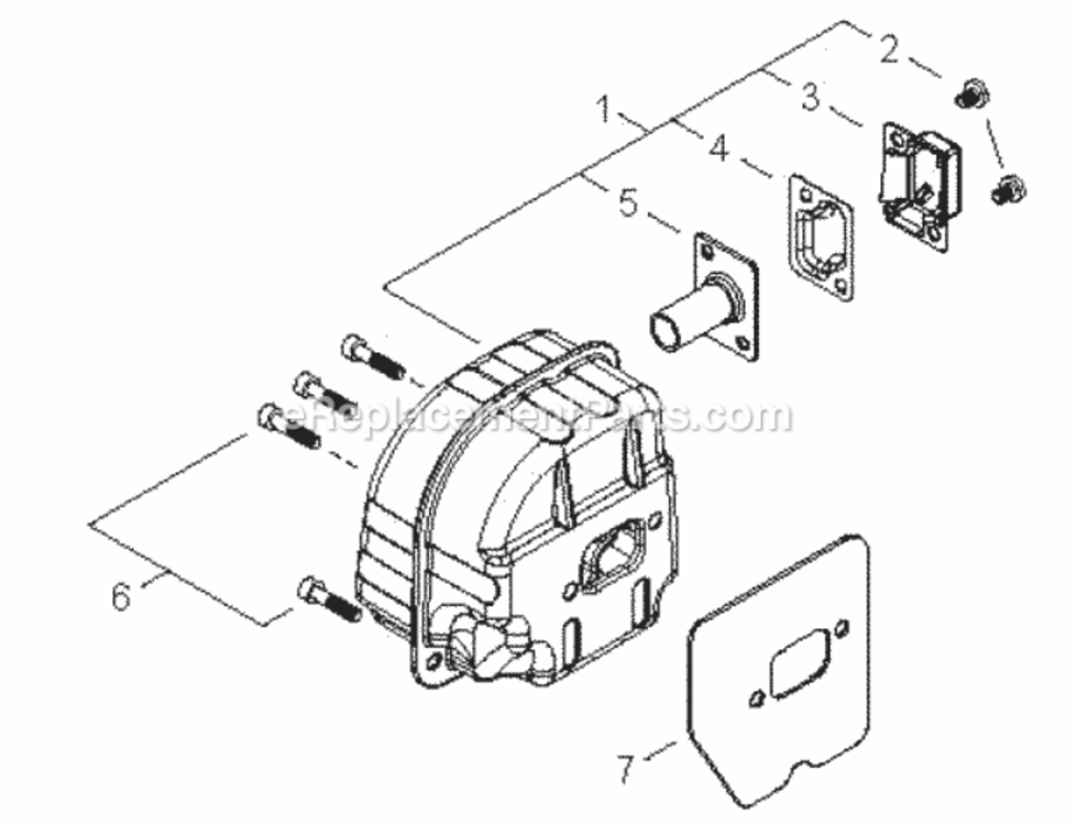Exhaust Diagram and Parts List for CS-500P C19312001001 - C19312999999 Echo Chainsaw