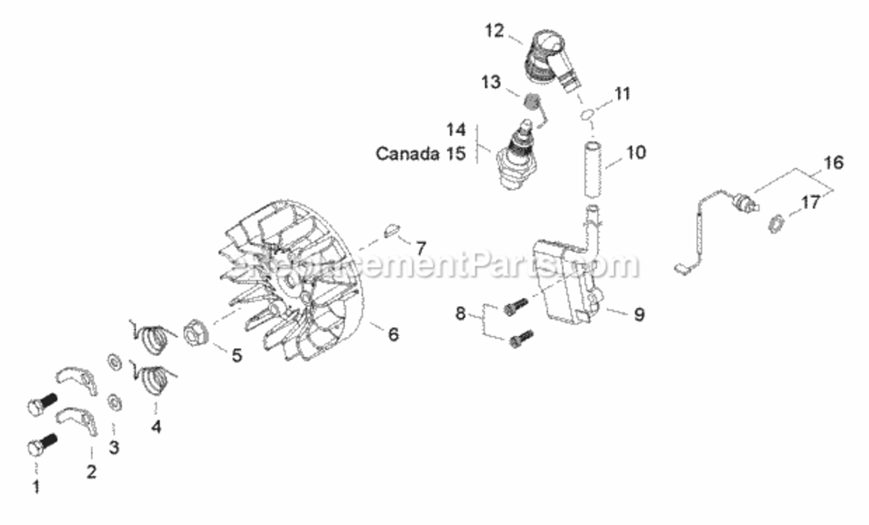 Flywheel_Ignition Diagram and Parts List for CS-500P C19312001001 - C19312999999 Echo Chainsaw