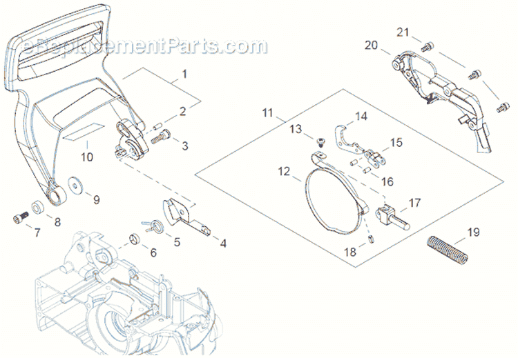 Page K Diagram and Parts List for CS-500P  Echo Chainsaw