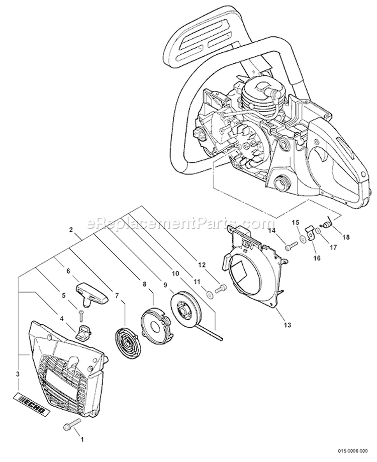 Page L Diagram and Parts List for CS-520 C09312001001 - C09312999999 Echo Chainsaw