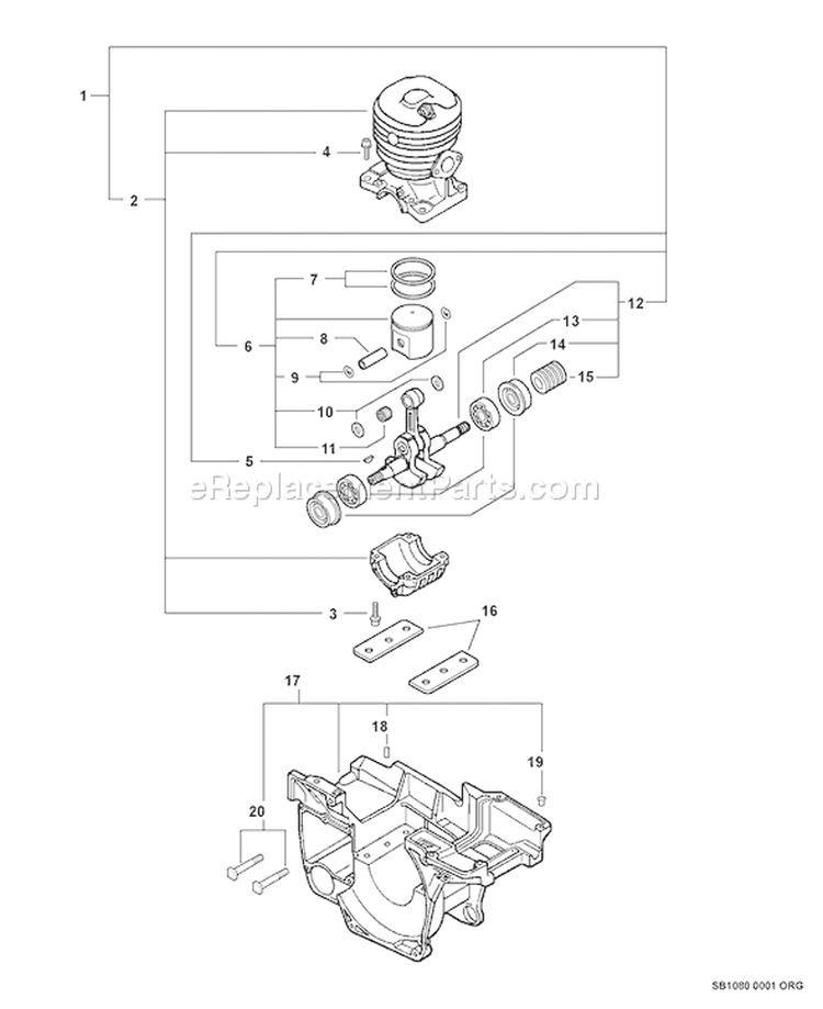 Page F Diagram and Parts List for CS-530 C02803001301 - C02803999999 Echo Chainsaw