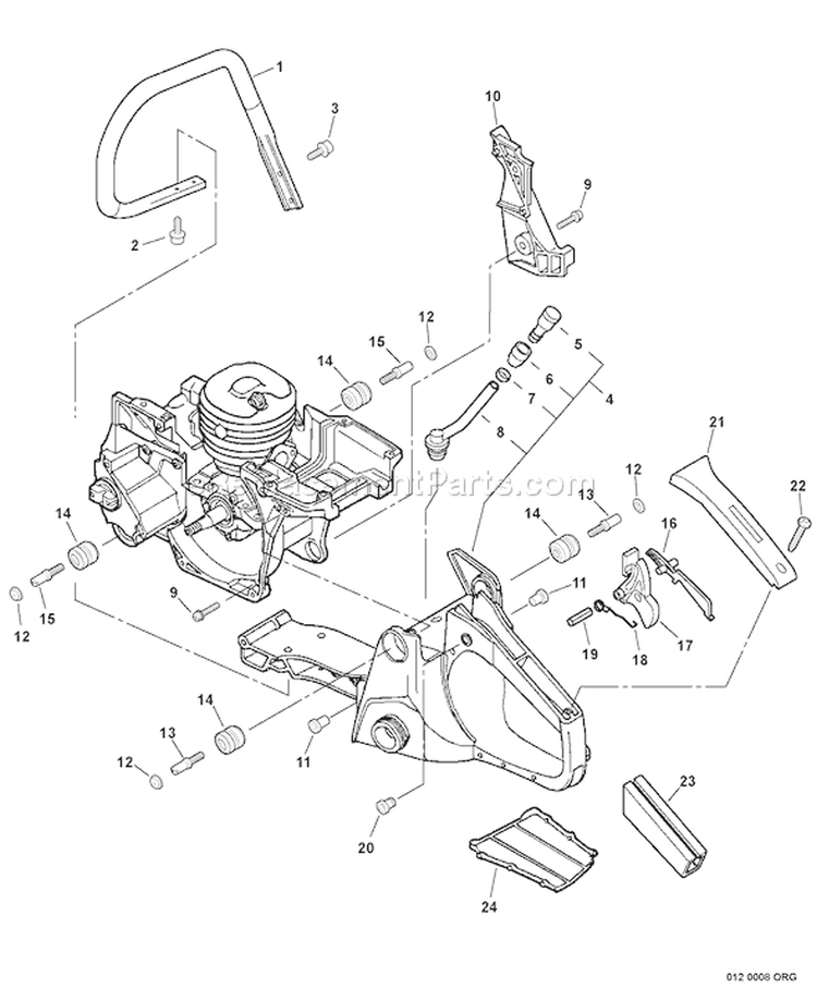 Page H Diagram and Parts List for CS-530 C02803001301 - C02803999999 Echo Chainsaw