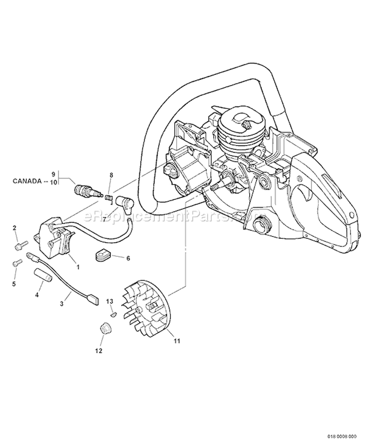 Page I Diagram and Parts List for CS-530 C02803001301 - C02803999999 Echo Chainsaw