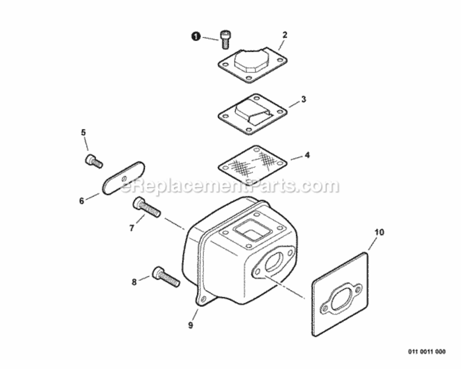 Exhaust Diagram and Parts List for CS-550P C10712001001 - C10712999999 Echo Chainsaw