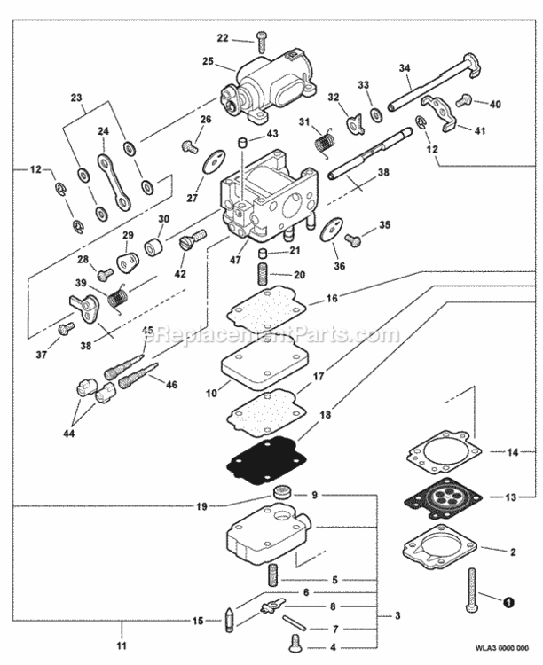Carburetor_--_Wla-3 Diagram and Parts List for CS-550P C14113001001 - C14113999999 Echo Chainsaw