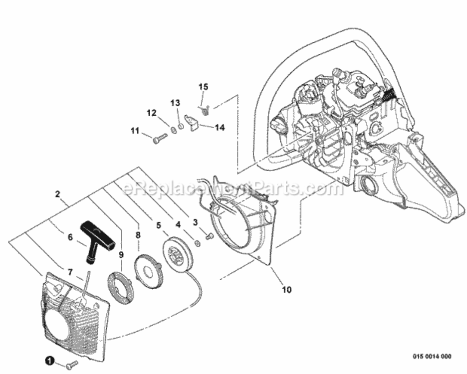 Starter Diagram and Parts List for CS-550P C14113001001 - C14113999999 Echo Chainsaw