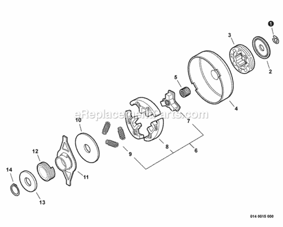 Clutch Diagram and Parts List for CS-550P C14113001001 - C14113999999 Echo Chainsaw