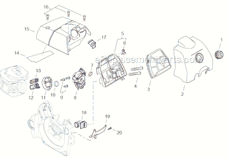 Page C Diagram and Parts List for CS-550P  Echo Chainsaw