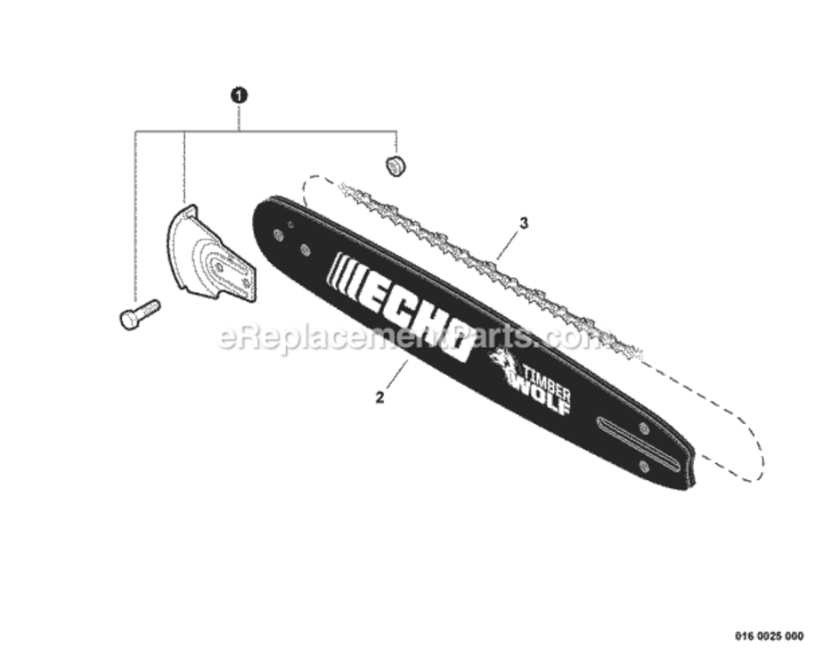 Guide_Bar_Saw_Chain_Kick_Guard Diagram and Parts List for CS-590 C25913001001 - C25913999999 Echo Chainsaw