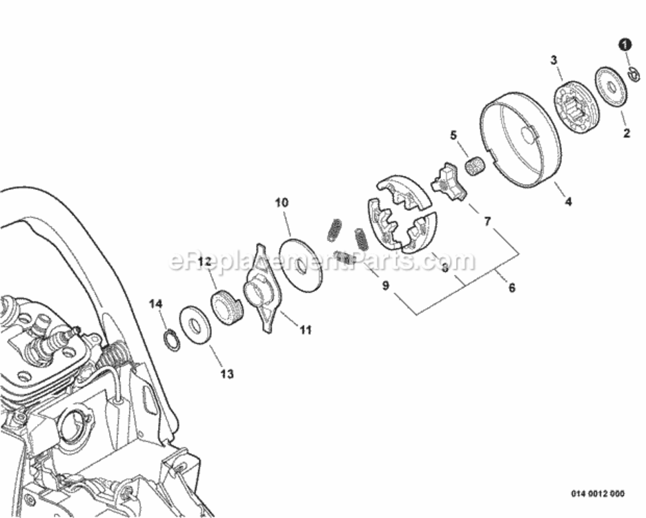 Clutch Diagram and Parts List for CS-600P C03603001001 - C03603999999 Echo Chainsaw