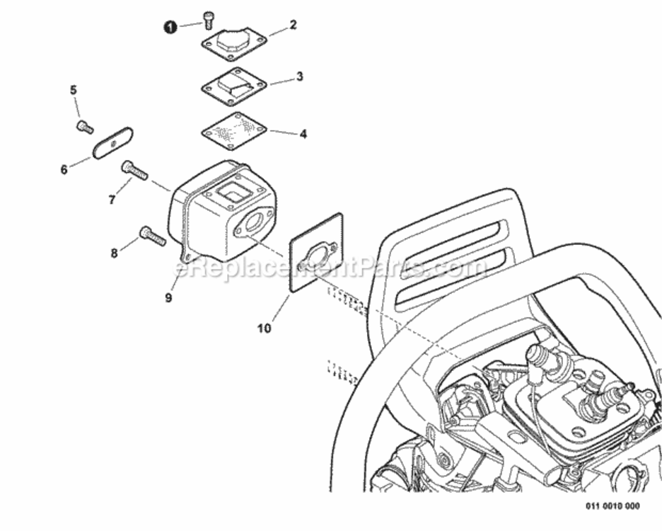 Exhaust Diagram and Parts List for CS-600P C03603001001 - C03603999999 Echo Chainsaw