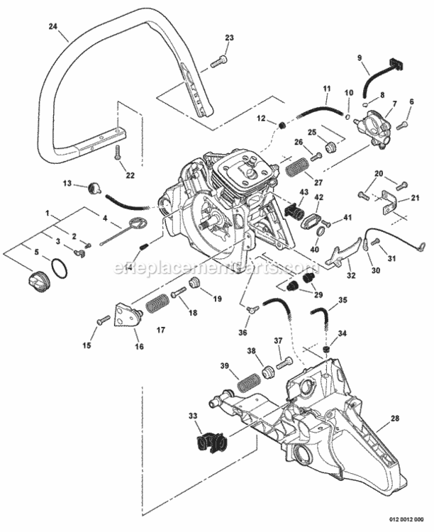 Handles_Oil_System Diagram and Parts List for CS-600P C03704001001 - C03704999999 Echo Chainsaw