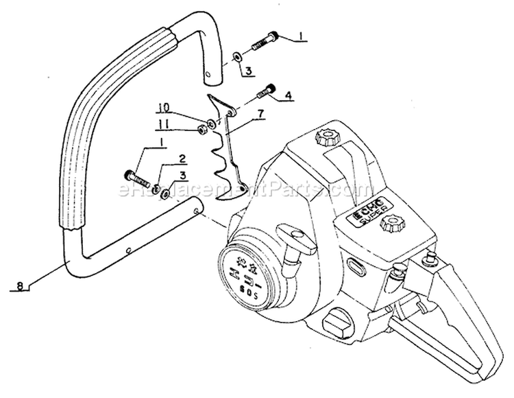 Page K Diagram and Parts List for CS-60S After S/N 0059501 Echo Chainsaw