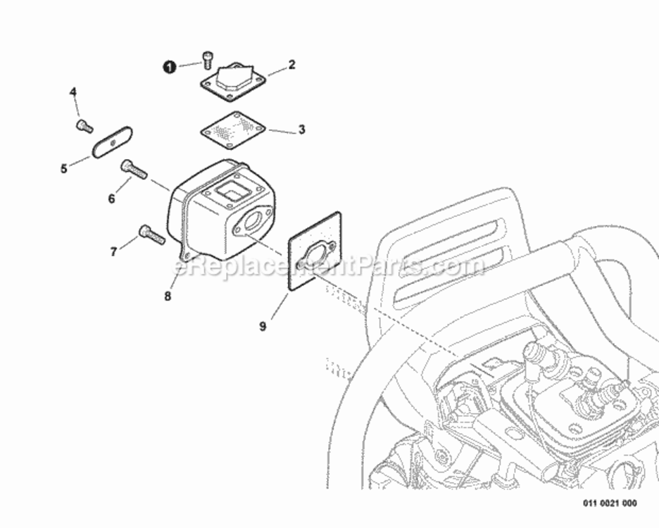 Exhaust Diagram and Parts List for CS-620PW C27013001001 - C27013999999 Echo Chainsaw