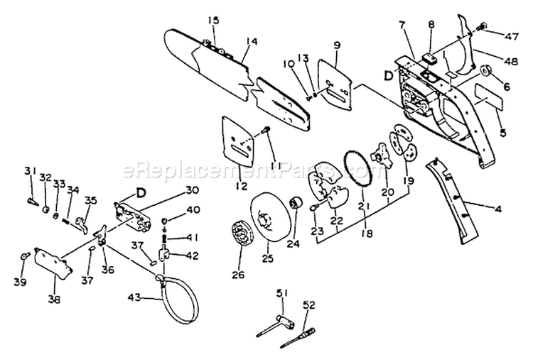 Page B Diagram and Parts List for CS-6700 001001 - 023377 Echo Chainsaw