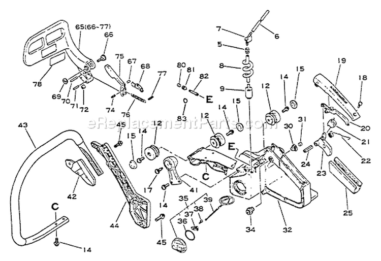 Page D Diagram and Parts List for CS-6700 001001 - 023377 Echo Chainsaw