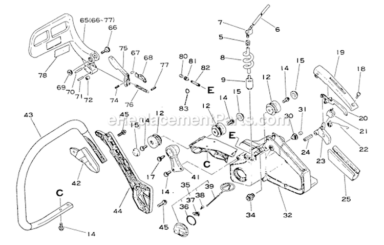 Page E Diagram and Parts List for CS-6700  Echo Chainsaw