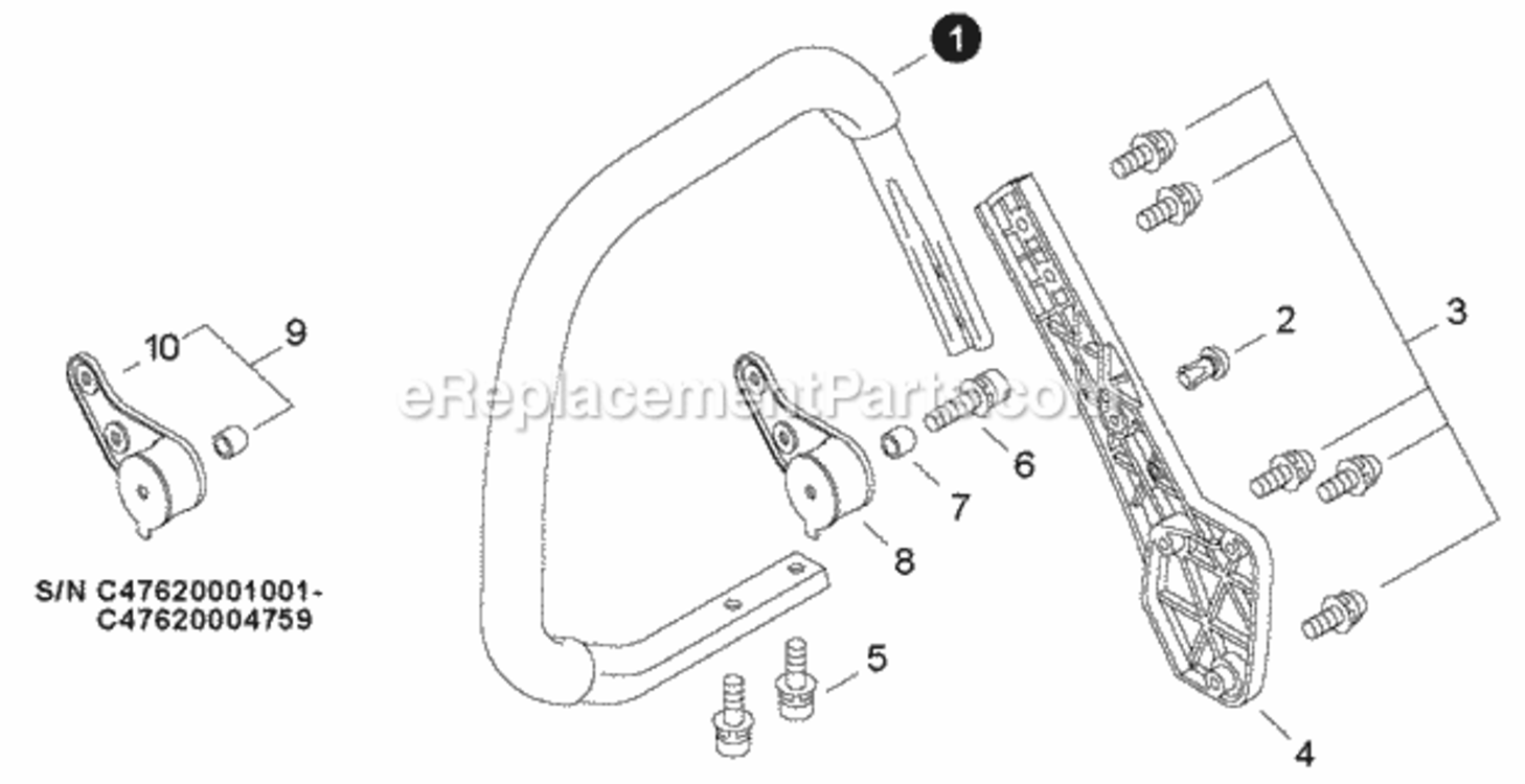 Front_Handle Diagram and Parts List for CS-680S C47620001001 - C47620999999 Echo Chainsaw