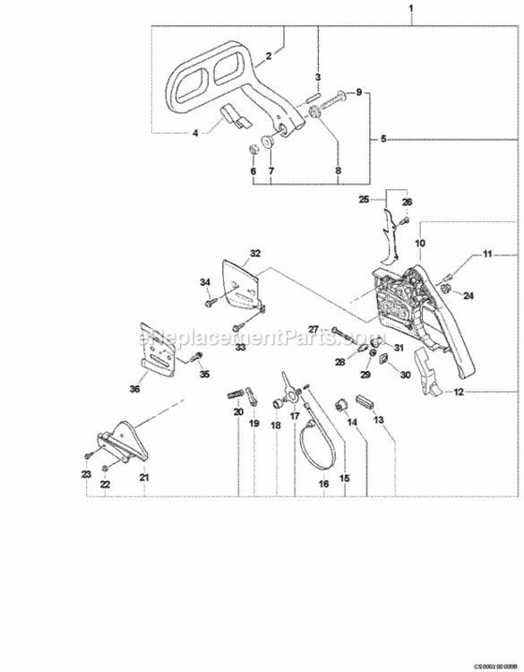 Chain_Brake_Asssembly Diagram and Parts List for CS-680 C03203001001 - C03203999999 Echo Chainsaw