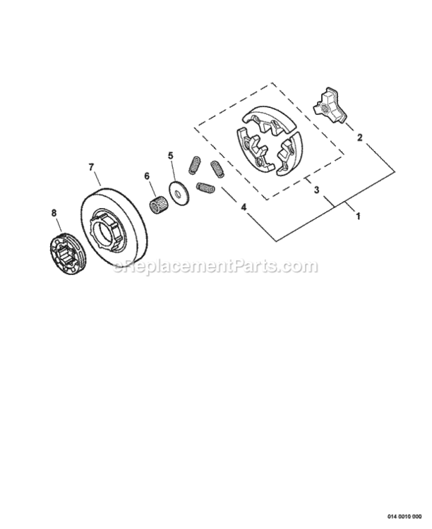 Clutch Diagram and Parts List for CS-680 C03203001001 - C03203999999 Echo Chainsaw