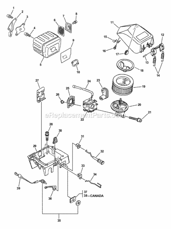 Intake_Exhaust Diagram and Parts List for CS-680 C03203001001 - C03203999999 Echo Chainsaw