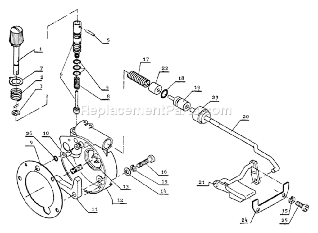 Oiler Diagram and Parts List for CS-701SVL  Echo Chainsaw