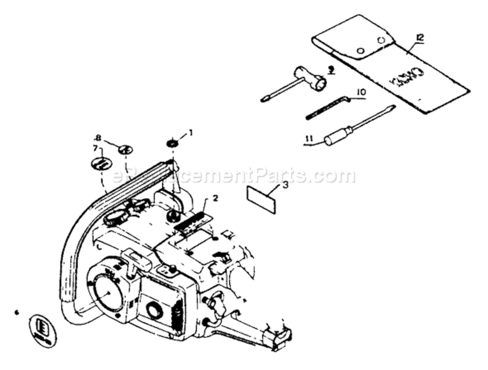 Decals_Tools Diagram and Parts List for CS-750EVL  Echo Chainsaw