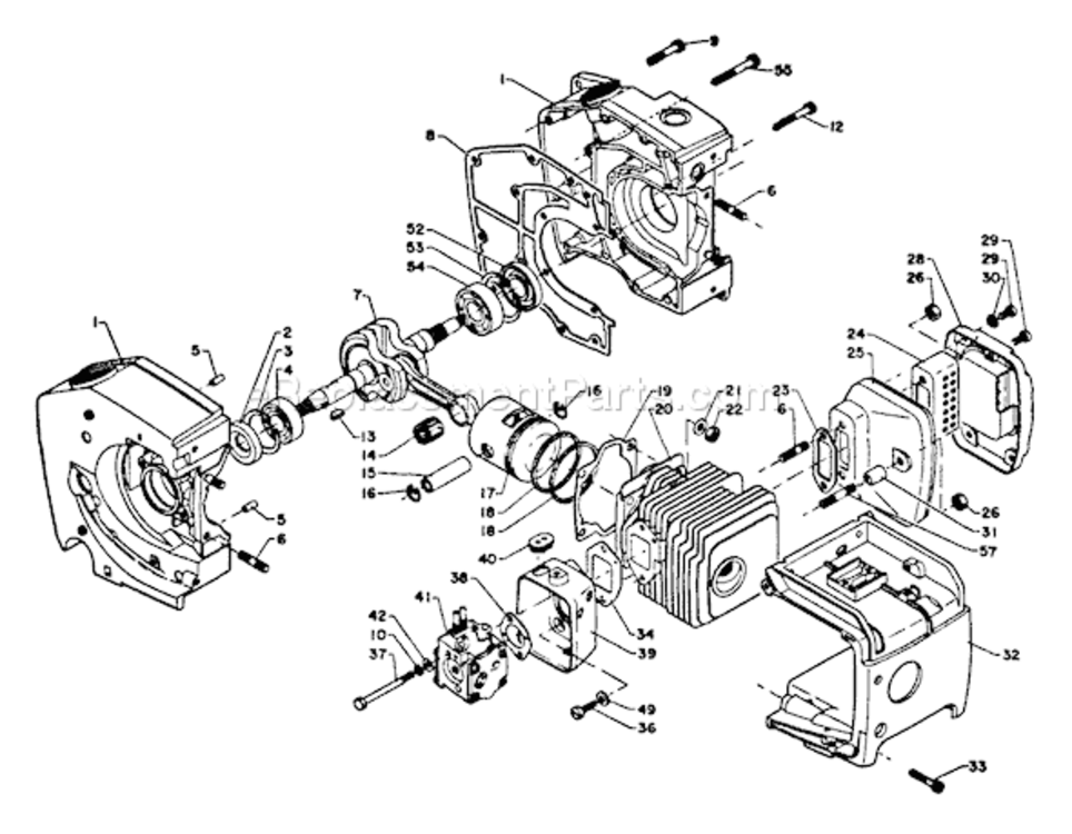 Engine_Intake_Exhaust_Crankcase Diagram and Parts List for CS-750EVL  Echo Chainsaw