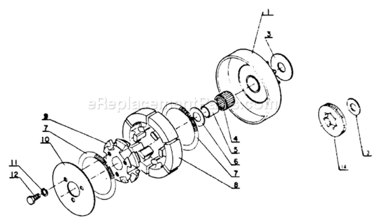Clutch Diagram and Parts List for CS-802S  Echo Chainsaw