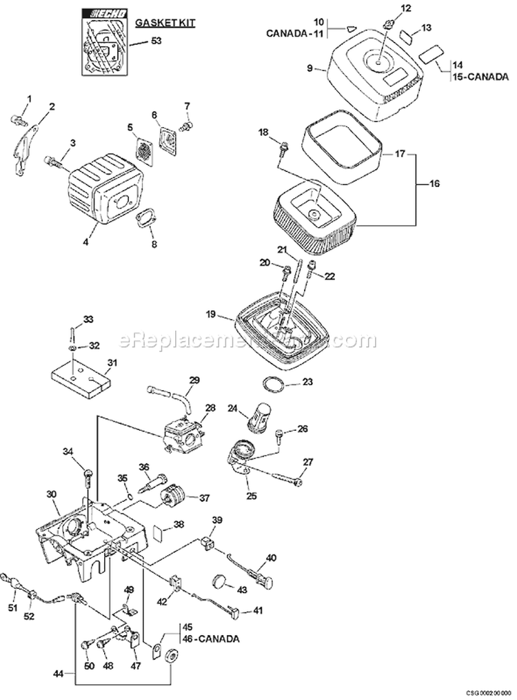 Page F Diagram and Parts List for CSG-670 001001 - 999999 Echo Chop Saw