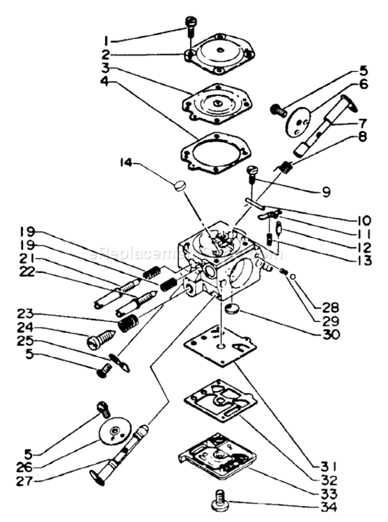 Carburetor Diagram and Parts List for CST-610EVL  Echo Chainsaw