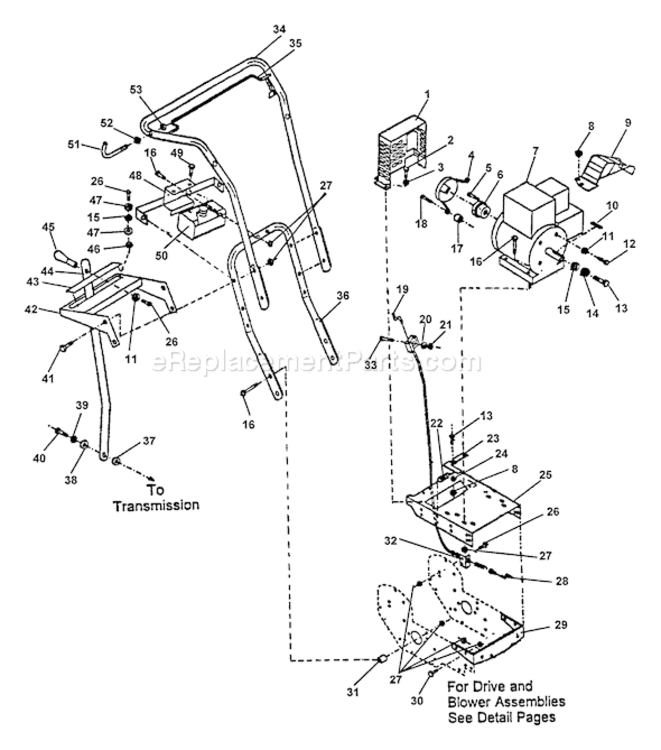 Handles_Gear_Shift_Fuel_Tank_Starter_Drv_Cable Diagram and Parts List for CSV-5S  Echo Chipper Shredder