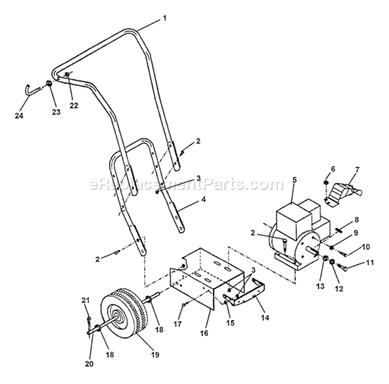 Handlebar_Rear_Axle_Engine_Frame_(Push_Model_Only) Diagram and Parts List for CSV-5  Echo Chipper Shredder