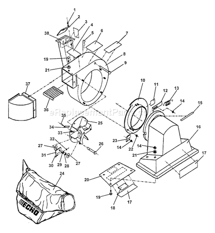 Page D Diagram and Parts List for CSV-5  Echo Chipper Shredder