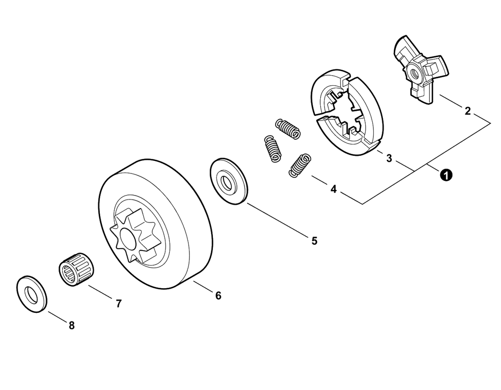 Clutch Diagram and Parts List for CS-303T C83829001001 - C83829999999 Echo Chainsaw