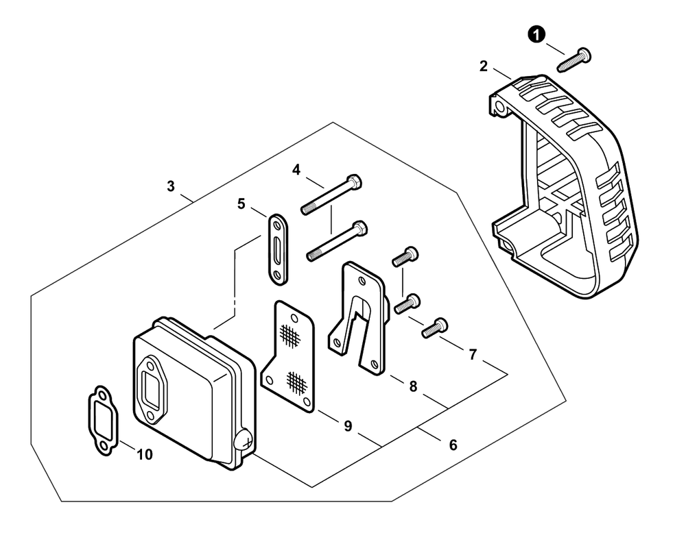 Exhaust Diagram and Parts List for CS-303T C83829001001 - C83829999999 Echo Chainsaw