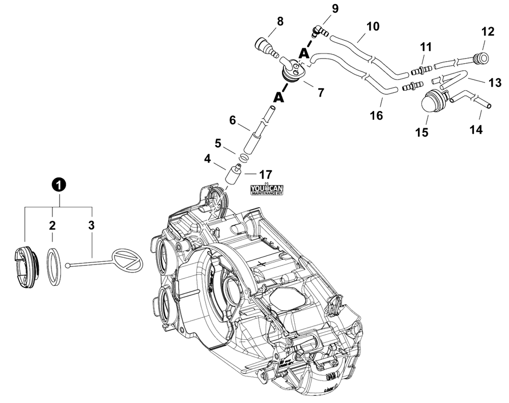 Fuel System Diagram and Parts List for CS-2511T C80115001001 - C80115999999 Echo Chainsaw