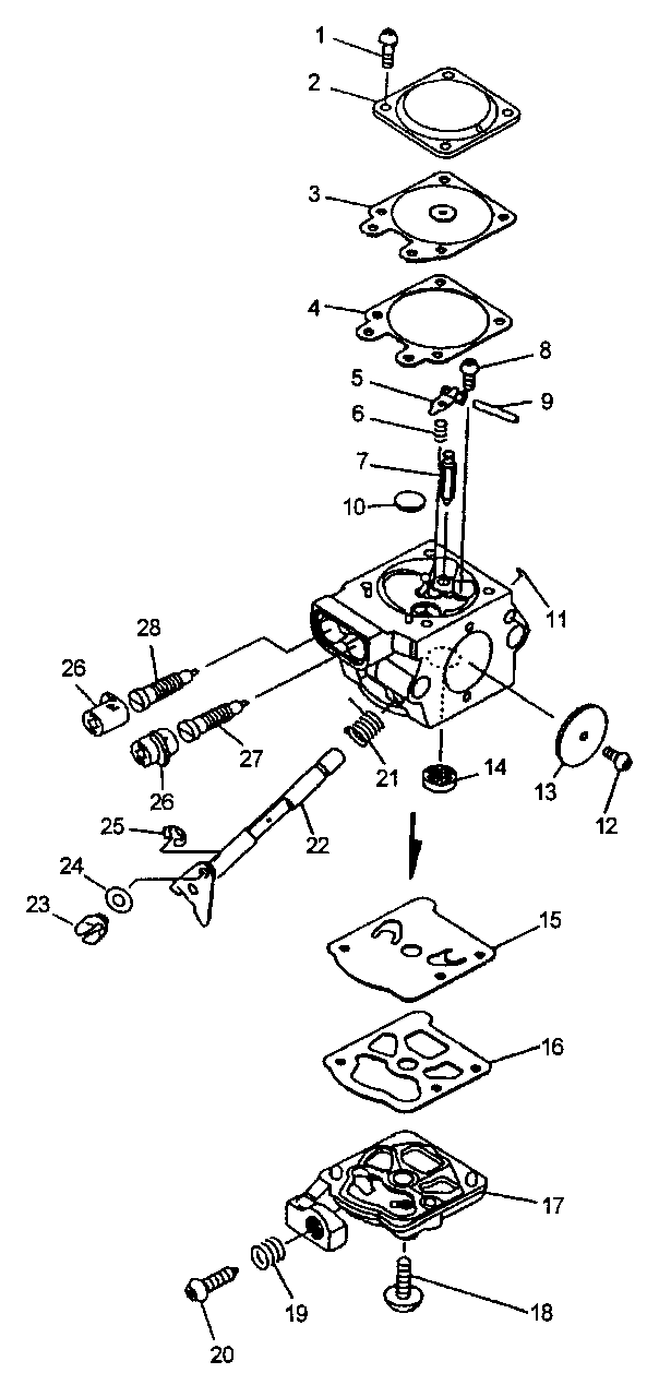 Carburetor (06/96) Diagram and Parts List for PB-400E (Type 1E)(001001 - 509500) Echo Leaf Blower / Vacuum