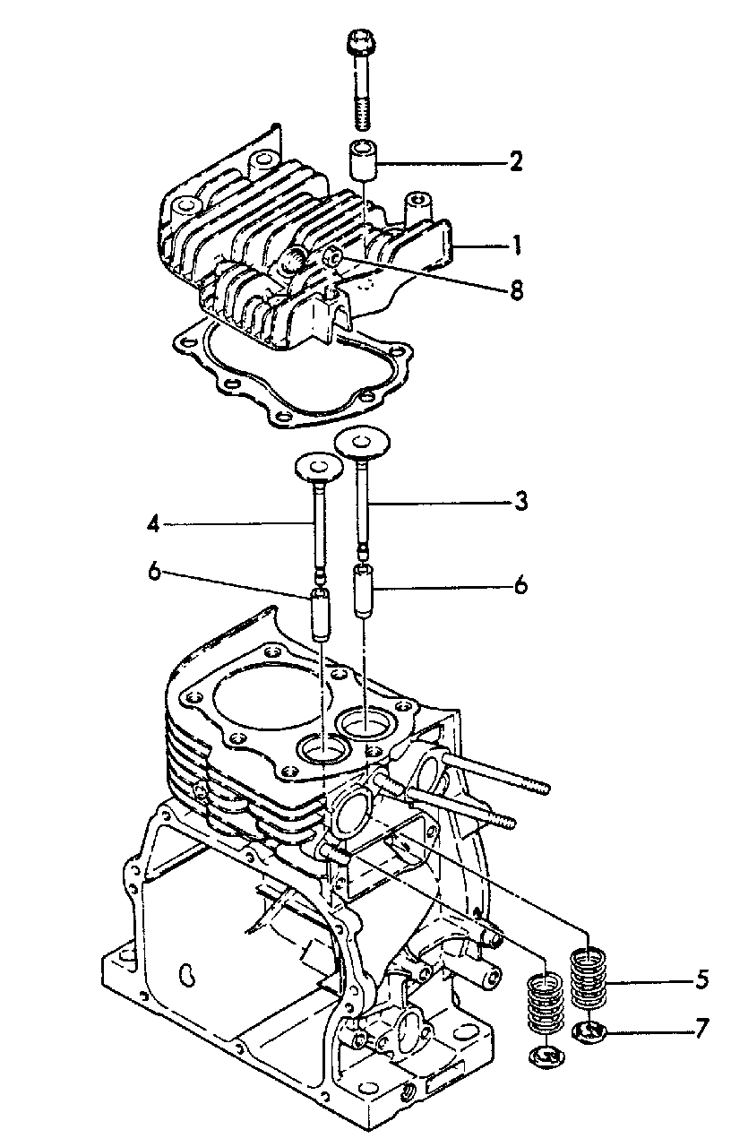 Cylinder Head Diagram and Parts List for EG-2300 01001 - 03371 Echo Generator