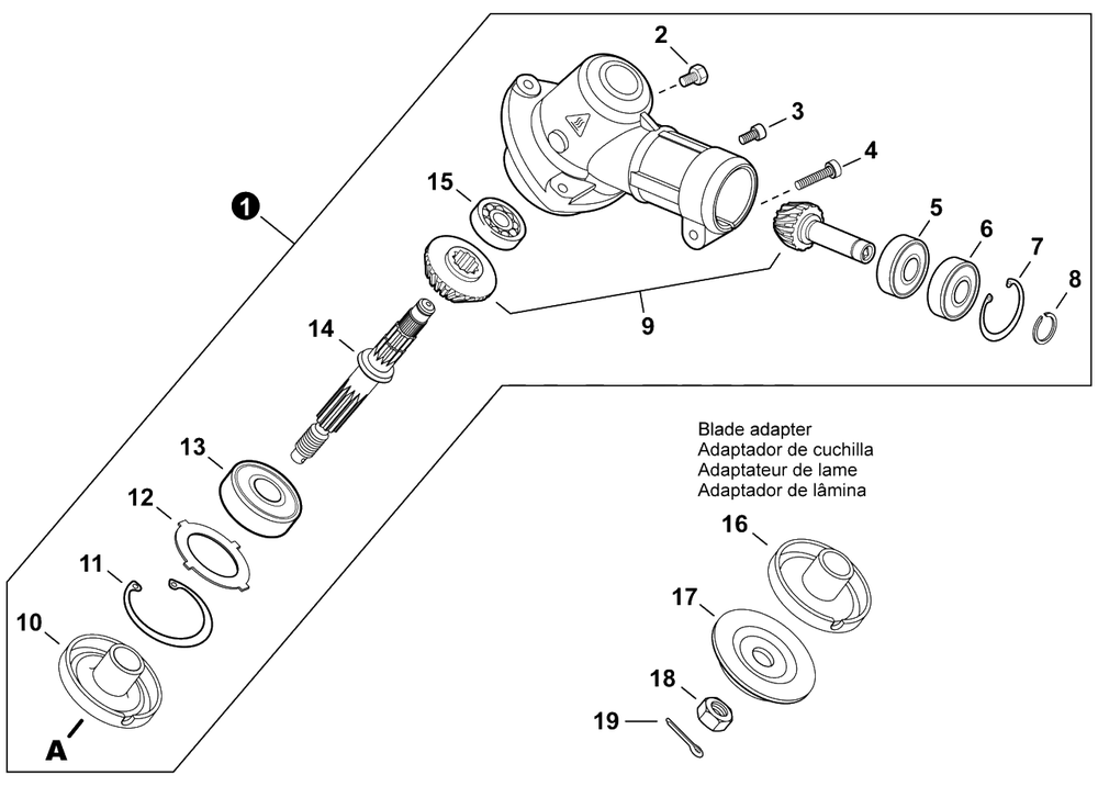 Gear Case Diagram and Parts List for DSRM-2600U U56500001001 - U56500999999 Echo Charger