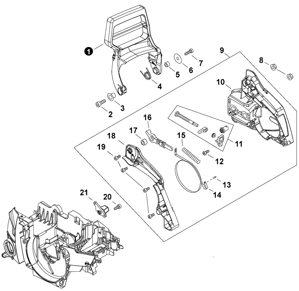 Chain Brake Diagram and Parts List for CS-4920 C92115001001 - C92115999999 Echo Chainsaw
