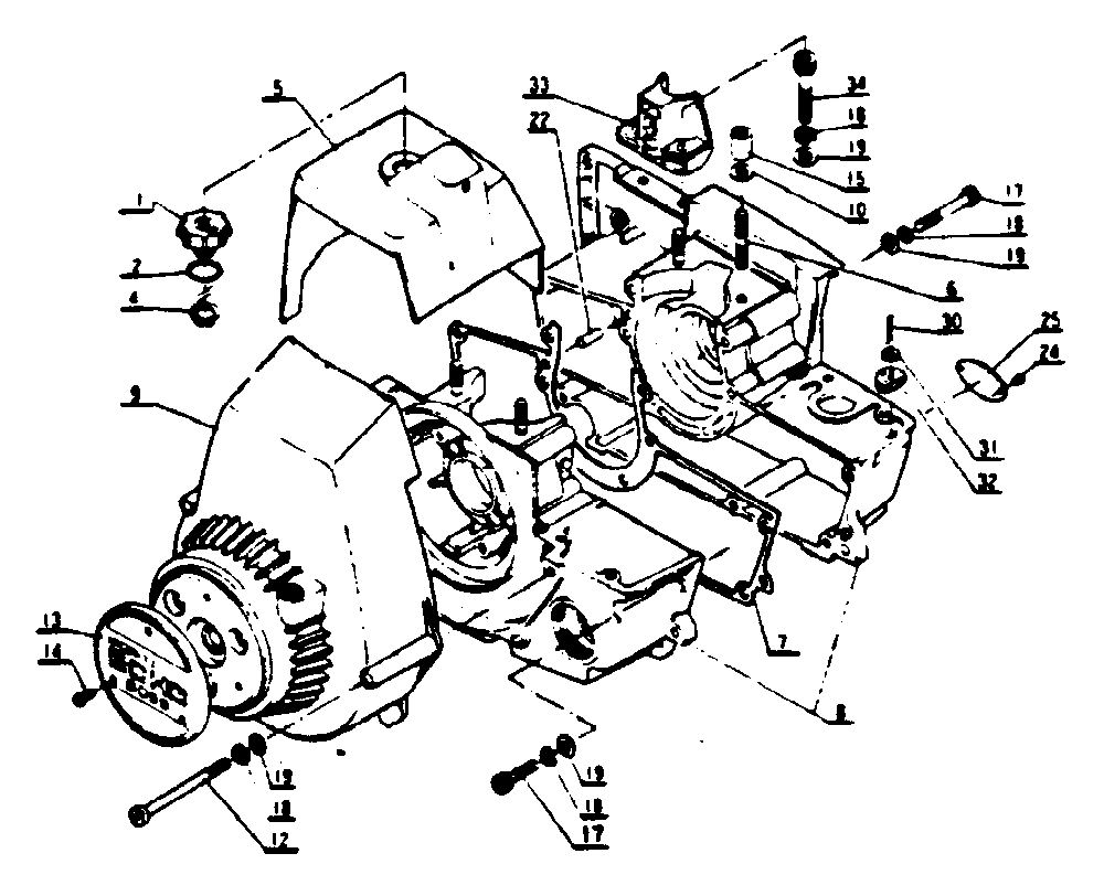 Crankcase Diagram and Parts List for CS-60S 001001 - 059500 Echo Chainsaw