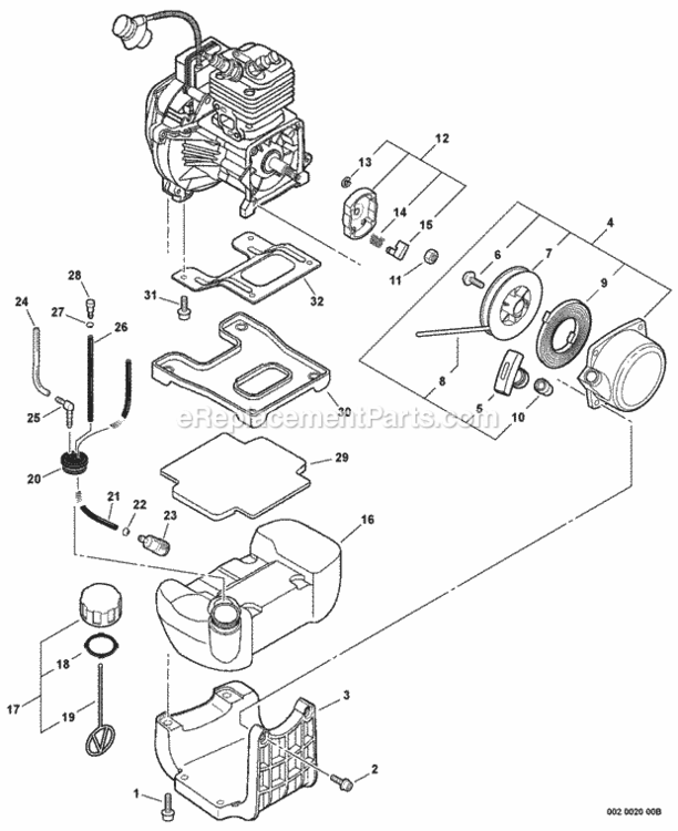 Fuel_System_Starter Diagram and Parts List for EA-410 S05636001001 - S05636999999 Echo Auger