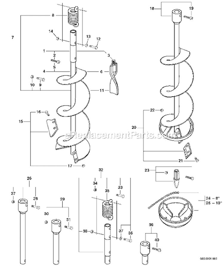 Page A Diagram and Parts List for EA-500 03001001 - 03001668 Echo Auger