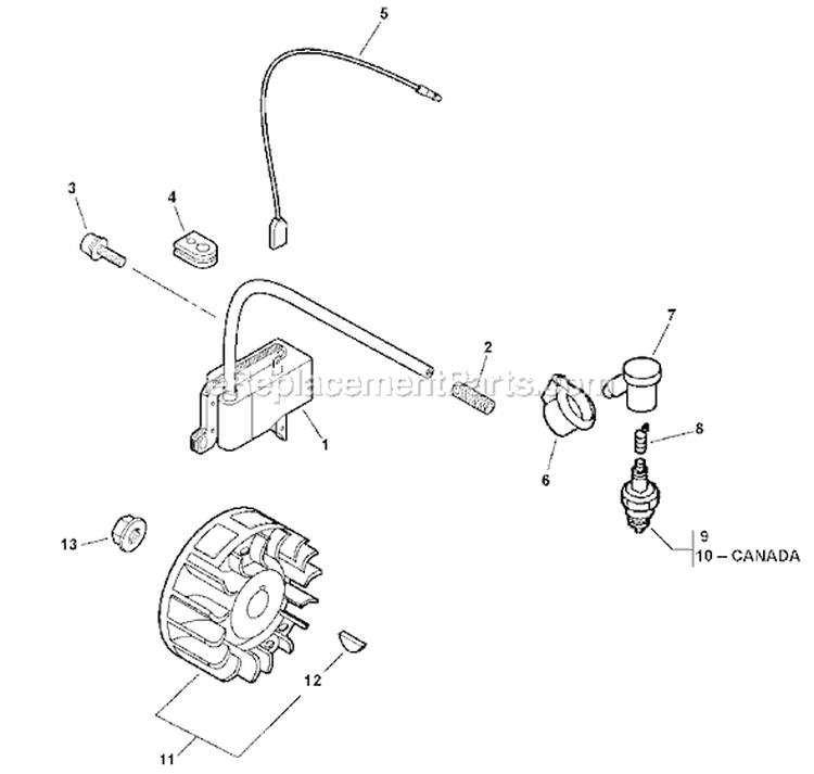 Page K Diagram and Parts List for EA-500 03001001 - 03001668 Echo Auger